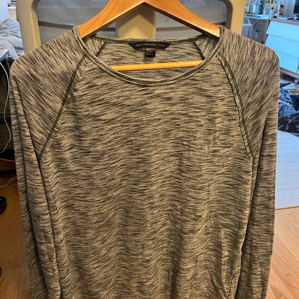 John Varvatos Gray Long Sleeve Top